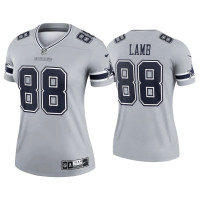 Women Dallas Cowboys #88 2021 CeeDee Lamb Gray Inverted Legend Jersey