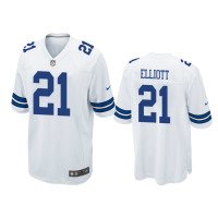 Men Dallas Cowboys #21 White Men Ezekiel Elliott Nike Game Jersey