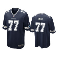 Men Dallas Cowboys #77 Navy Tyron Smith Nike Game Jersey