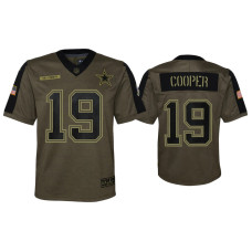 Youth Dallas Cowboys #19 Amari Cooper Olive 2021 Salute To Service Game Jersey