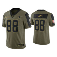 Men Dallas Cowboys #88 CeeDee Lamb Olive 2021 Salute To Service Limited Jersey