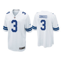 Men Dallas Cowboys #3 Ben DiNucci White Game Jersey