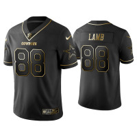 Men Dallas Cowboys #88 Golden Edition Vapor Limited CeeDee Lamb Black Jersey