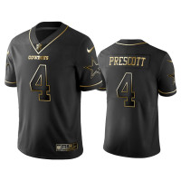 Men Dallas Cowboys #4 Golden Edition Vapor Untouchable Limited Dak Prescott Black Jersey