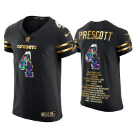 Men Dallas Cowboys #4 Dak Prescott Black Career Highlights Jersey