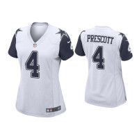 Women Dallas Cowboys #4 Dak Prescott White Alternate Game Jersey