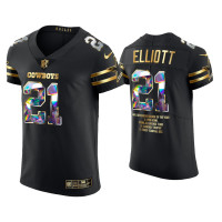 Men Dallas Cowboys #21 Ezekiel Elliott Black Career Highlights Jersey