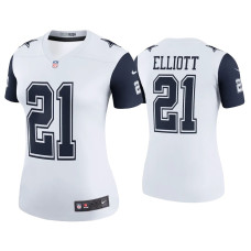 Women Dallas Cowboys #21 Ezekiel Elliott White Color Rush Legend Jersey