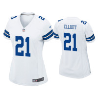 Women Dallas Cowboys #21 Ezekiel Elliott White Game Jersey