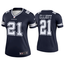 Women Dallas Cowboys #21 Ezekiel Elliott Navy Legend Jersey