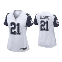 Women Dallas Cowboys #21 Ezekiel Elliott White Alternate Game Jersey