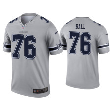 Men Dallas Cowboys #76 Josh Ball Gray Inverted Legend Jersey