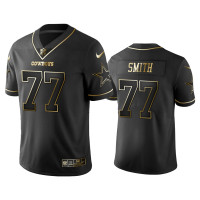 Men Dallas Cowboys #77 Golden Edition Vapor Untouchable Limited Tyron Smith Black Jersey