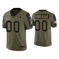 Men Dallas Cowboys #00 Custom Olive 2021 Salute To Service Limited Jersey