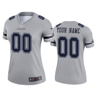 Women Dallas Cowboys #00 Custom Silver Inverted Legend Jersey