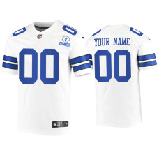 Men Dallas Cowboys #00 Custom White 60th Season Vintage Jersey