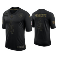 Men Dallas Cowboys #4 Dak Prescott Black 2020 Salute to Service Limited Jersey