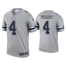 Men Dallas Cowboys #4 Dak Prescott Gray Inverted Legend Jersey