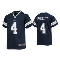 Youth Dallas Cowboys #4 Dak Prescott Navy Game Jersey