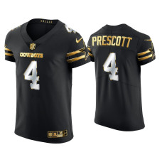 Men Dallas Cowboys #4 Dak Prescott Black Golden Edition Elite Jersey