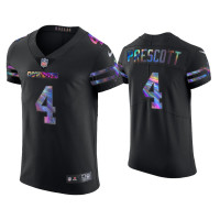 Men Dallas Cowboys #4 Dak Prescott Black Golden Edition Holographic Jersey