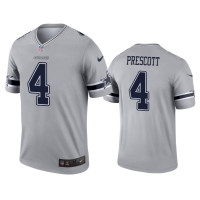 Men Dallas Cowboys #4 Dak Prescott Gray Inverted Legend Jersey