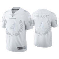 Men Dallas Cowboys #4 Dak Prescott White Platinum Limited Jersey