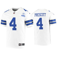 Men Dallas Cowboys #4 Dak Prescott White 60th Season Vintage Jersey