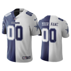 Men Dallas Cowboys #00 Custom Navy White Split Two Tone Limited Jersey