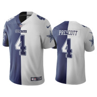 Men Dallas Cowboys #4 Dak Prescott Navy White Split Two Tone Limited Jersey