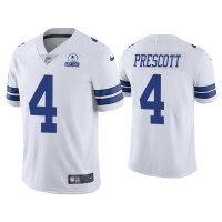 Men Dallas Cowboys #4 60th Anniversary Dak Prescott White Limited Jersey