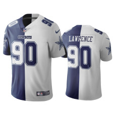 Men Dallas Cowboys #90 Demarcus Lawrence Navy White Split Two Tone Limited Jersey