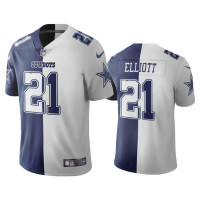 Men Dallas Cowboys #21 Ezekiel Elliott Navy White Split Two Tone Limited Jersey