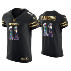 Men Dallas Cowboys #11 Micah Parsons Black 2021 NFL Defensive Rookie of the Year Golden Edition Jersey