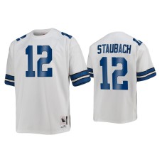 Men Dallas Cowboys #12 Roger Staubach White 1977 Throwback Authentic Jersey