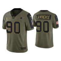 Men Dallas Cowboys #90 Demarcus Lawrence Olive 2021 Salute To Service Limited Jersey