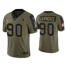 Men Dallas Cowboys #90 Demarcus Lawrence Olive 2021 Salute To Service Limited Jersey