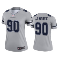 Women Dallas Cowboys #90 Demarcus Lawrence Silver Inverted Legend Jersey