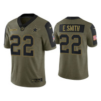 Men Dallas Cowboys #22 Emmitt Smith Olive 2021 Salute To Service Limited Jersey