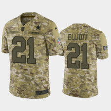 Men Dallas Cowboys #21 Ezekiel Elliott Nike Salute to Service Jersey - Camo