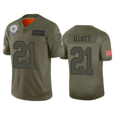 Men Dallas Cowboys #21 Ezekiel Elliott Camo 2019 Salute to Service Limited Jersey