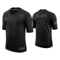 Men Dallas Cowboys #21 Ezekiel Elliott Black 2020 Salute to Service Limited Jersey