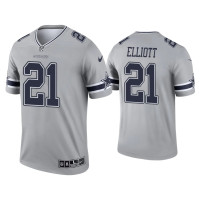 Men Dallas Cowboys #21 Ezekiel Elliott Gray Inverted Legend Jersey