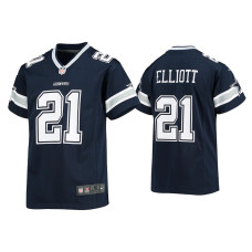 Youth Dallas Cowboys #21 Ezekiel Elliott Navy Game Jersey