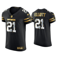 Men Dallas Cowboys #21 Ezekiel Elliott Black Golden Edition Elite Jersey