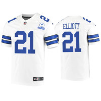 Men Dallas Cowboys #21 Ezekiel Elliott White 60th Season Vintage Jersey