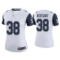 Women Dallas Cowboys #38 Color Rush Legend Israel Mukuamu White Jersey