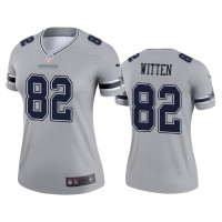 Women Dallas Cowboys #82 Jason Witten Silver Inverted Legend Jersey