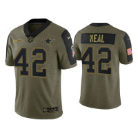 Men Dallas Cowboys #42 Keanu Neal Olive 2021 Salute To Service Limited Jersey