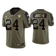 Men Dallas Cowboys #24 Kelvin Joseph Olive Gold 2021 Salute To Service Limited Jersey